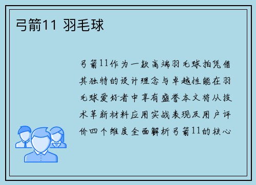 弓箭11 羽毛球