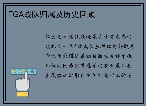 FGA战队归属及历史回顾